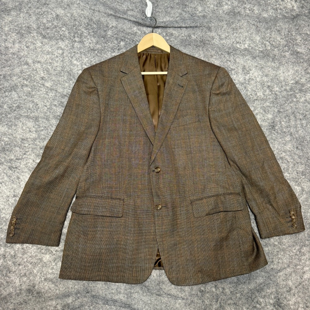 Claudio Morelli Blazer Mens 42 S‎ Brown Blue Check Wool Blend Jacket Sport Coat